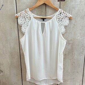 Express White Lace Shoulder Blouse
